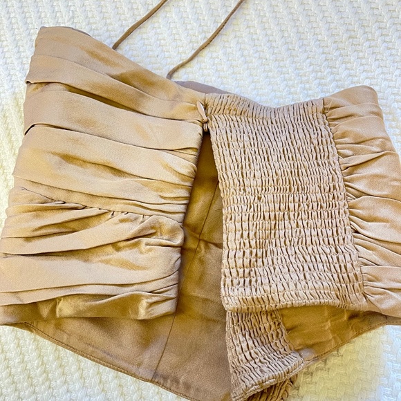 Zara Tan Ruched Halter Top - Picture 3 of 7
